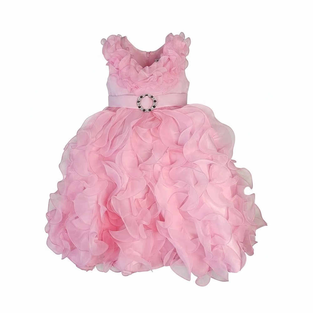 Richie House Girls 4/5 Pink Ruffle Princess Dress Flower Girl Pageant Dress